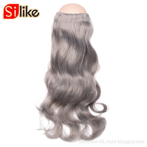 4 Clips one Piece 19 Colors Available Silike 190g 24 inch Stretched Wavy Clip in Synthetic Hair Extensions Heat Resistant Fiber
